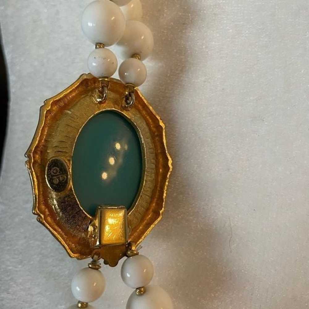 Vintage chunky double strand white beads and enam… - image 4