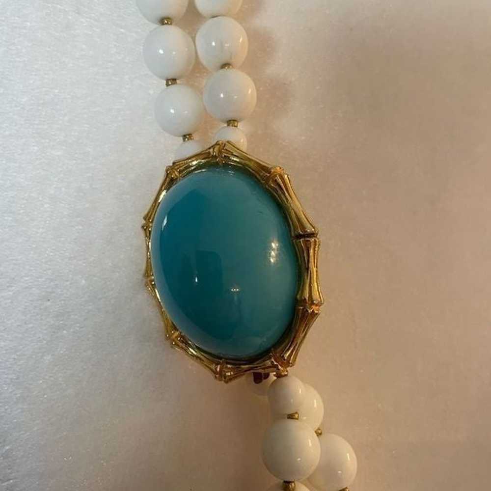 Vintage chunky double strand white beads and enam… - image 6
