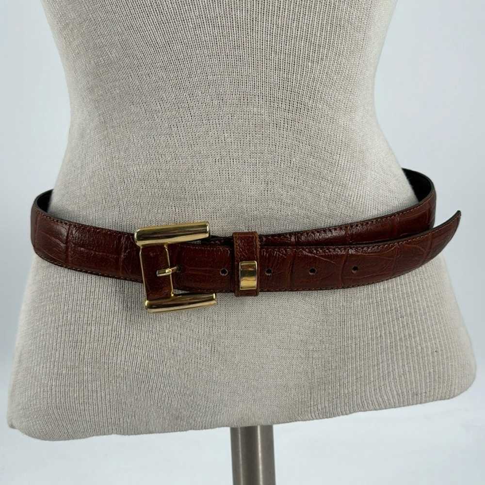 Vintage Milos Brown leather gold tone belt - image 1