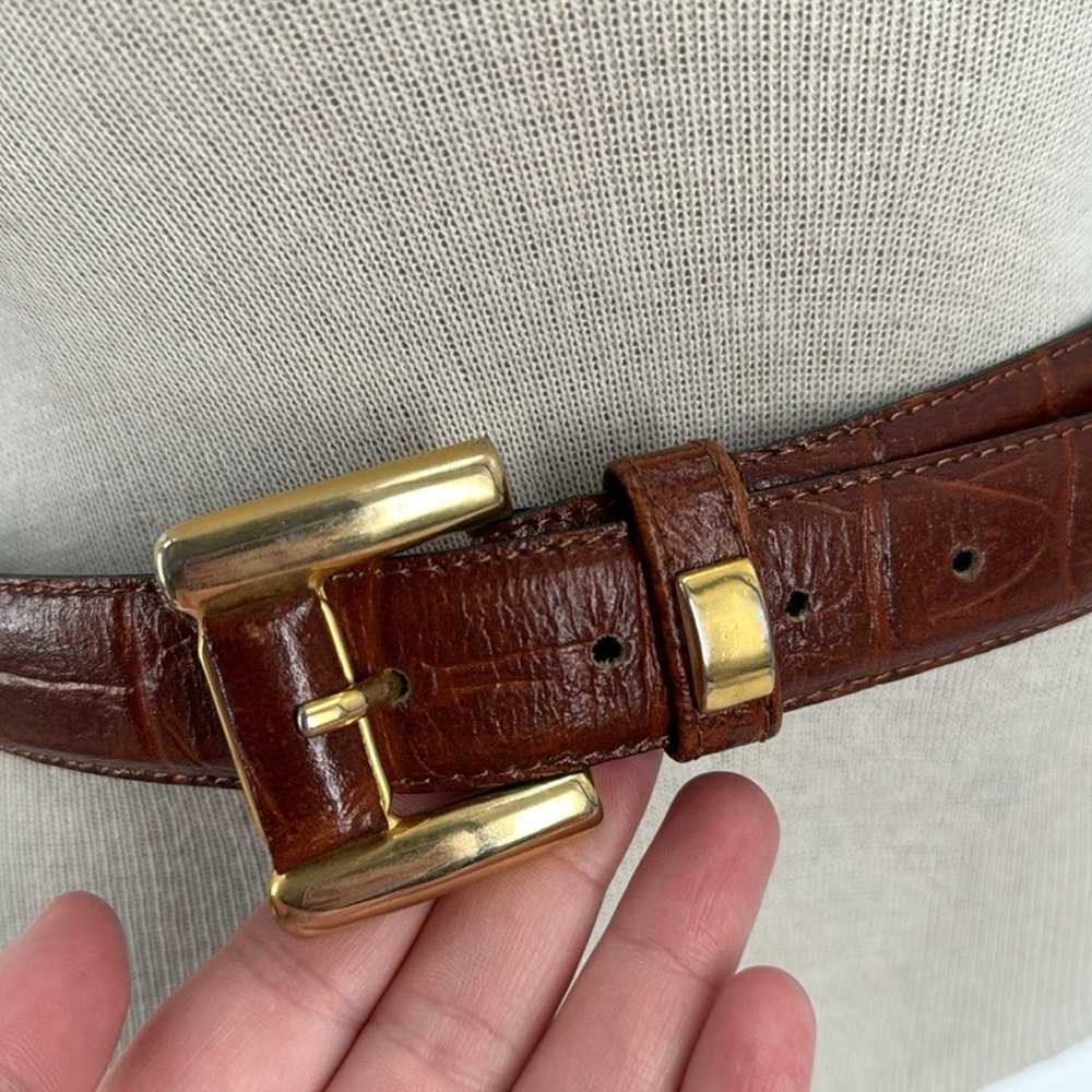 Vintage Milos Brown leather gold tone belt - image 2