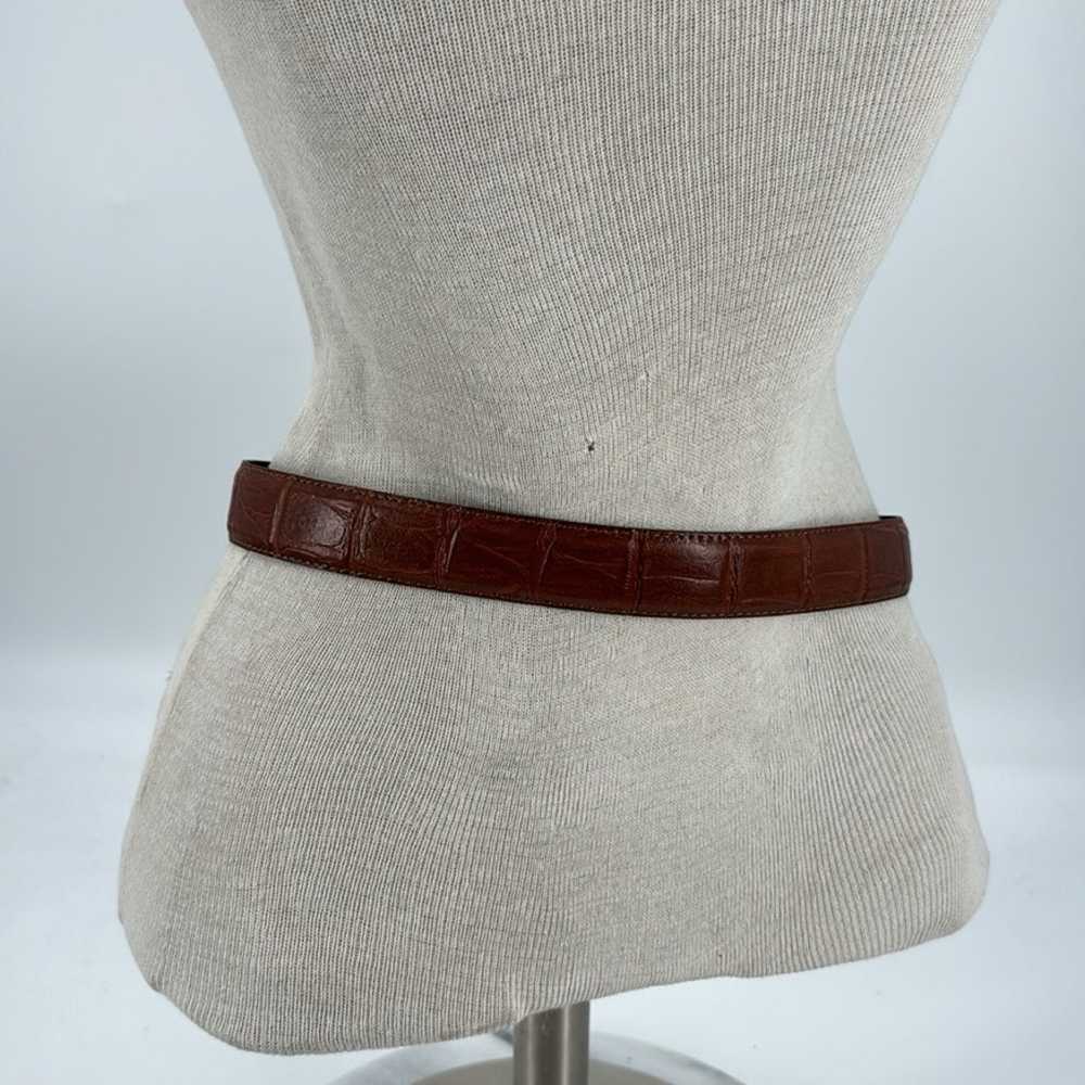 Vintage Milos Brown leather gold tone belt - image 4
