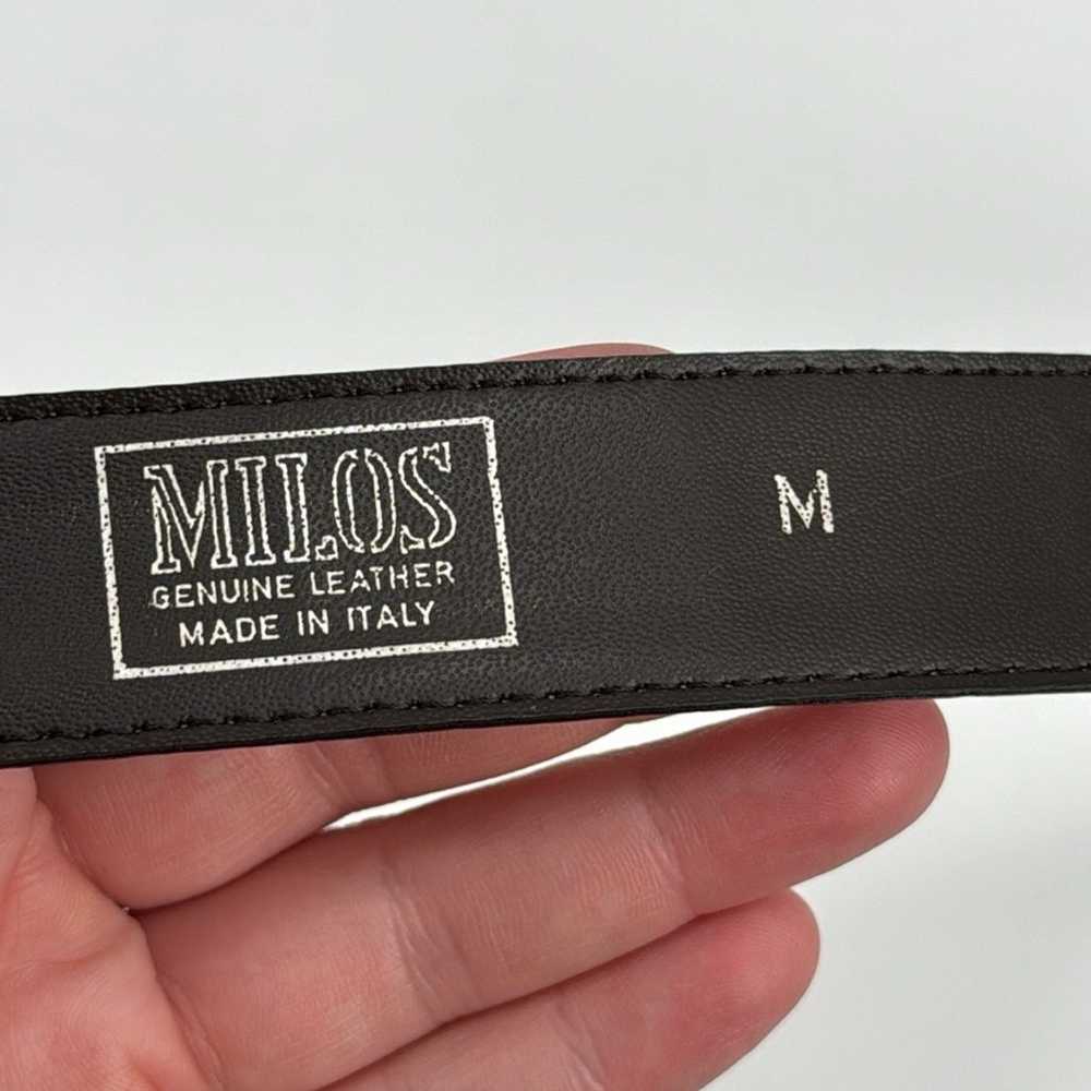 Vintage Milos Brown leather gold tone belt - image 7