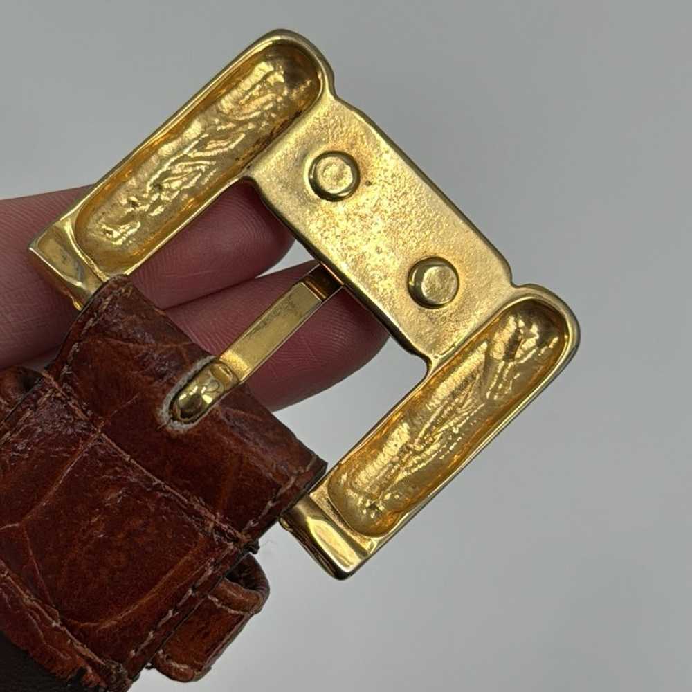 Vintage Milos Brown leather gold tone belt - image 8