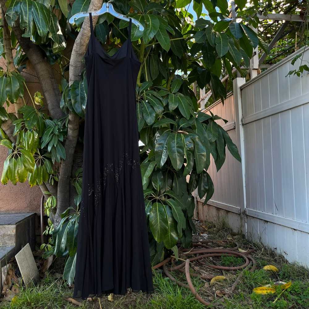 Vintage 90s Black Beaded Formal Slip Dress/ gown … - image 5