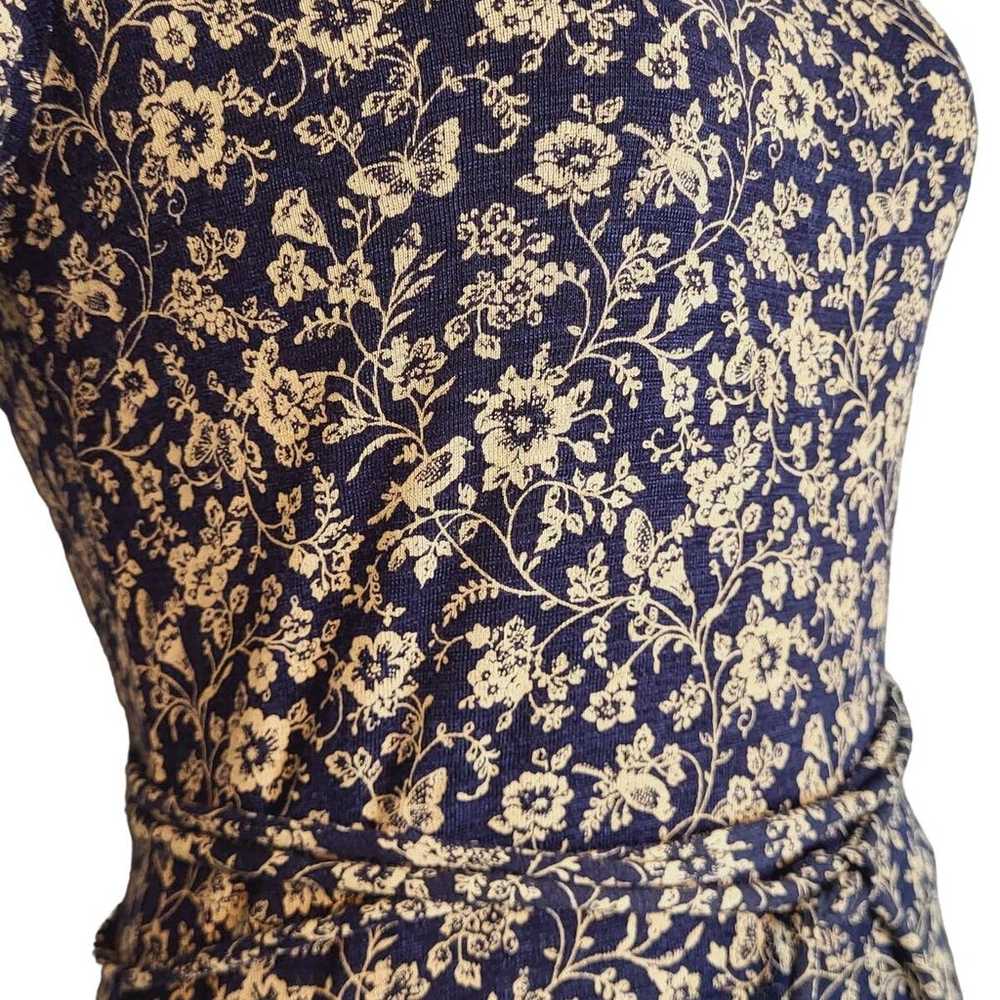LRL Lauren Jeans Co Ribbed Knit T-Shirt Navy Flor… - image 7