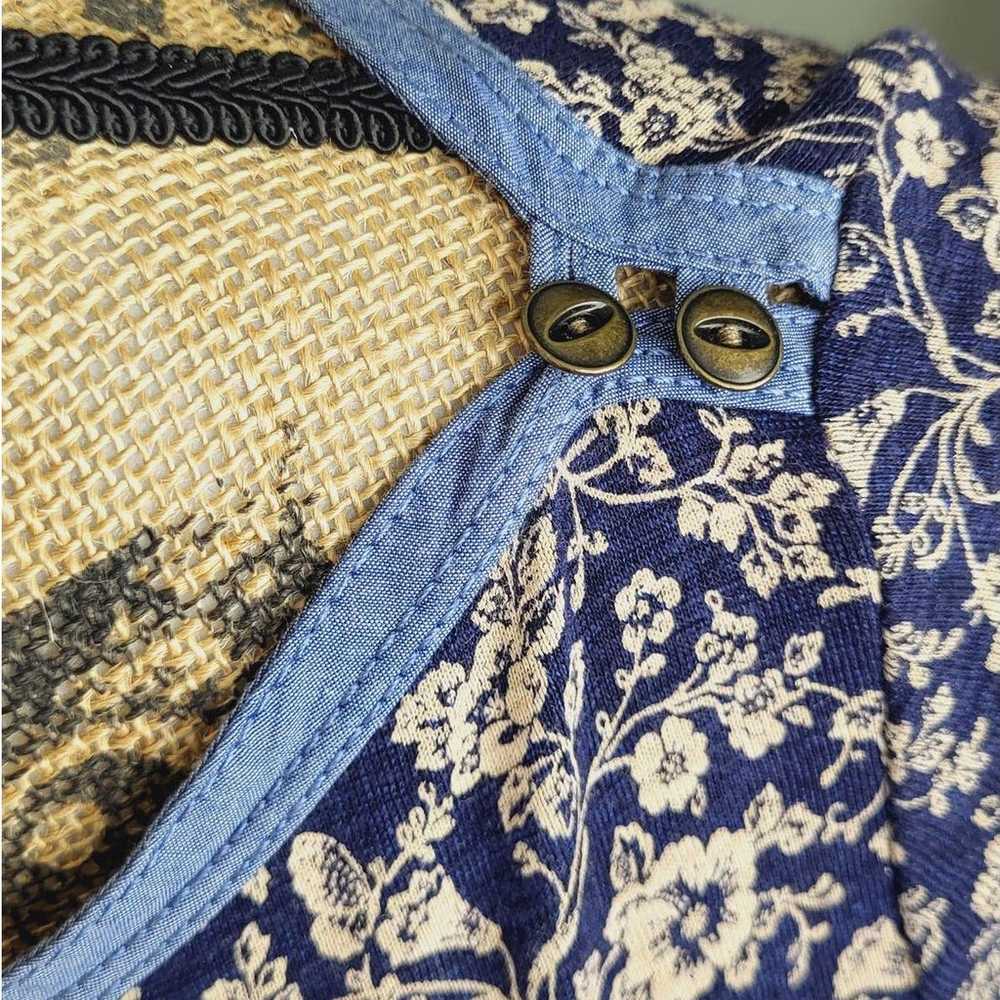 LRL Lauren Jeans Co Ribbed Knit T-Shirt Navy Flor… - image 9