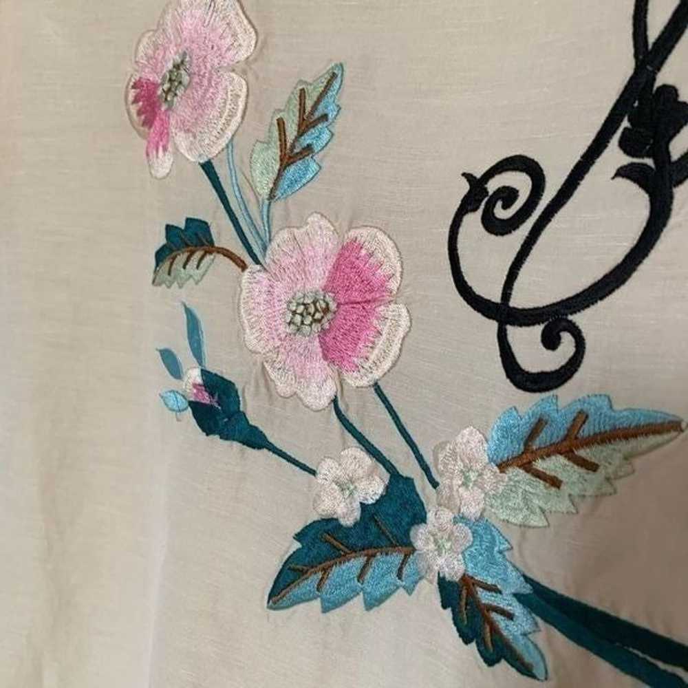 Cynthia Rowley tunic linen embroidered vintage - image 3