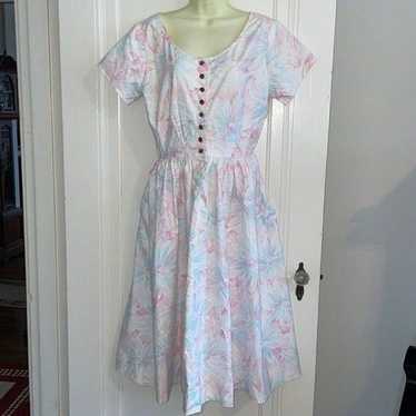 Vintage handmade 80s does 50s pastel dress with f… - image 1