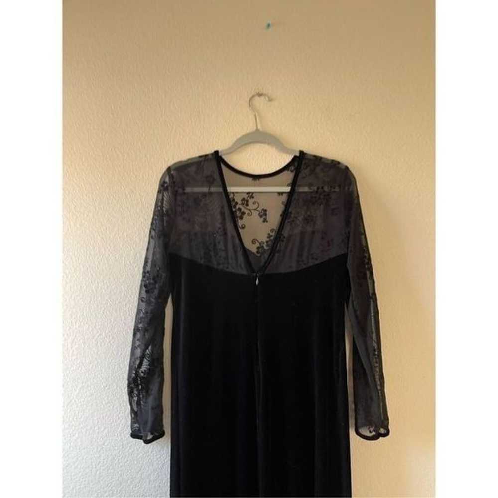 Kathie Lee velour mesh long sleeve maxi dress 90s… - image 4