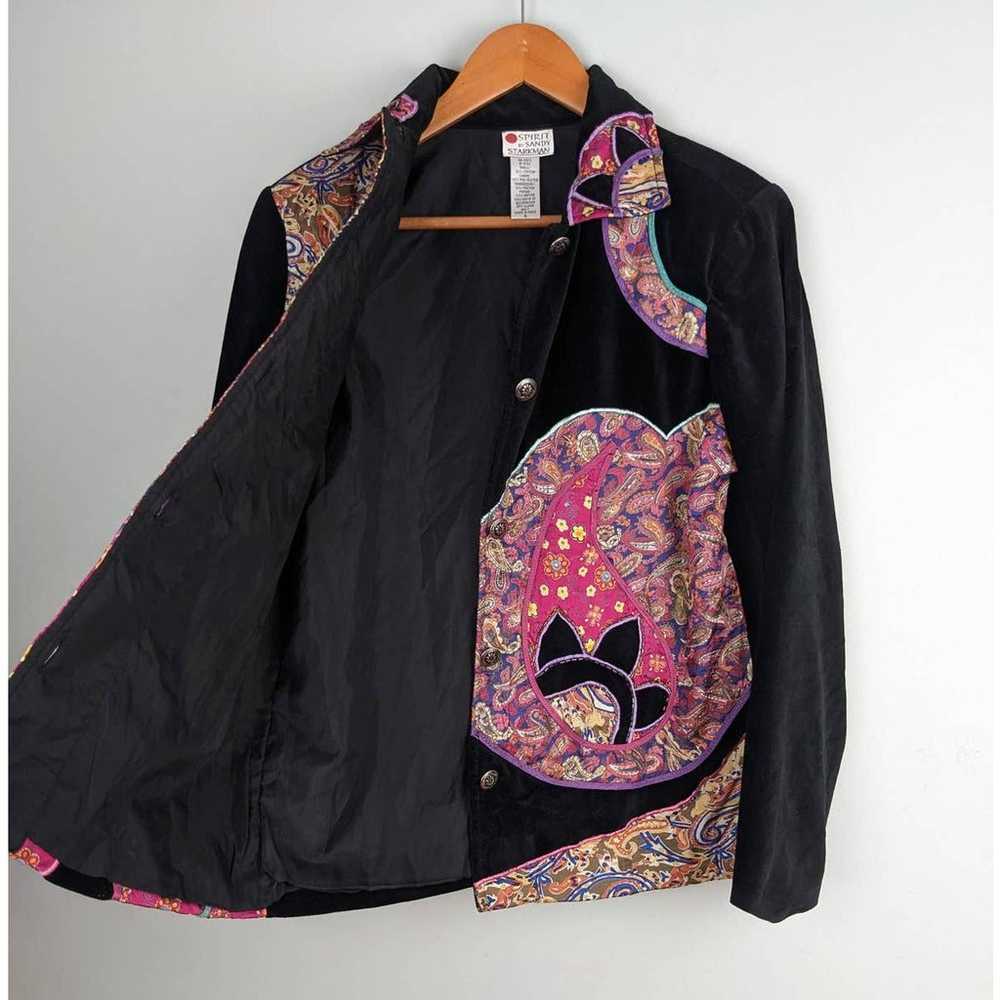 Vintage Velvet Sandy Starkman Shirt Jacket Black … - image 2