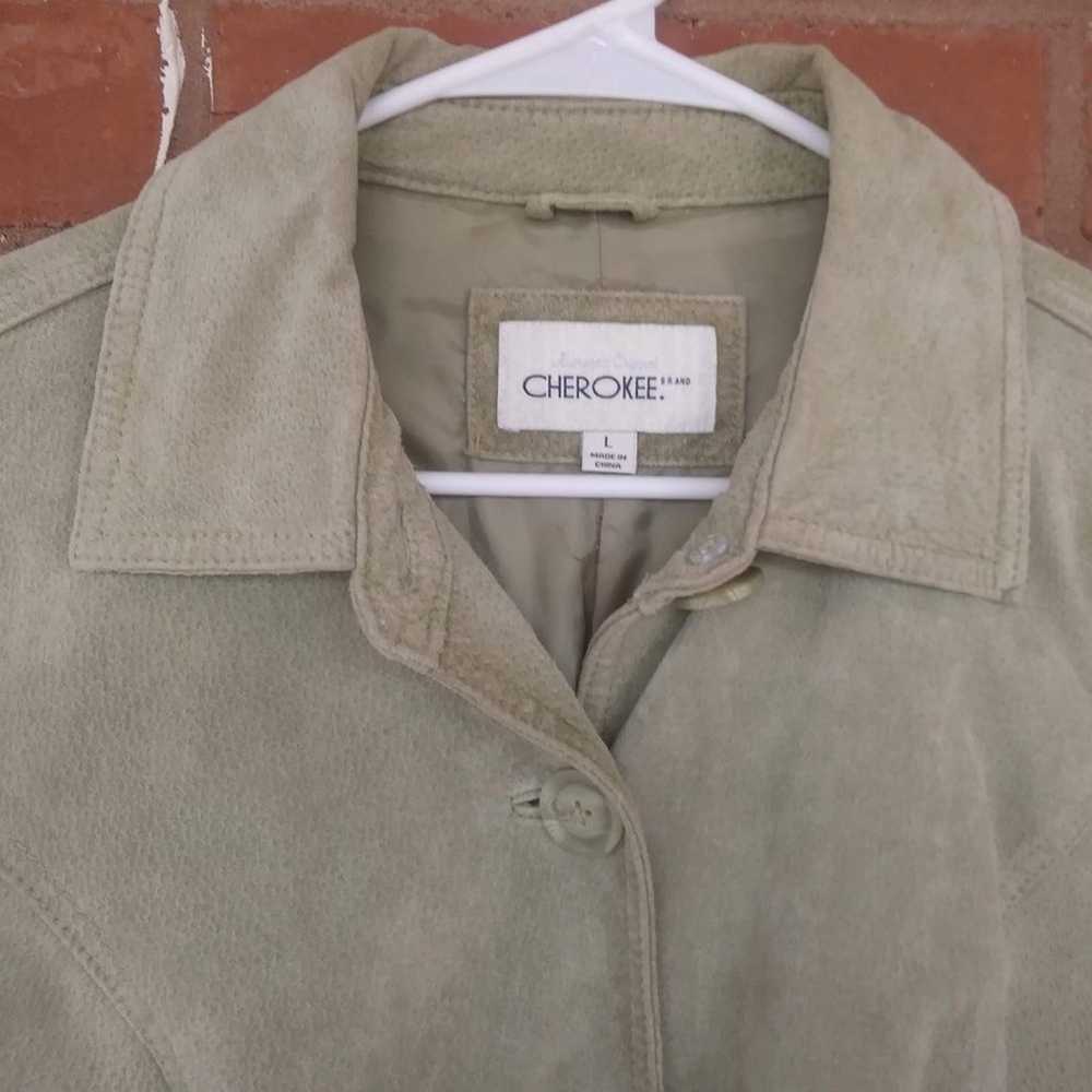 Vintage Y2K Cherokee Green Suede Leather Jacket W… - image 10