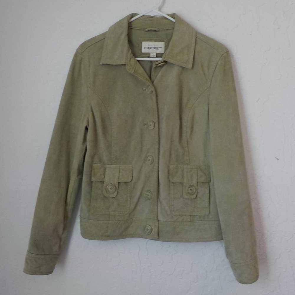 Vintage Y2K Cherokee Green Suede Leather Jacket W… - image 2