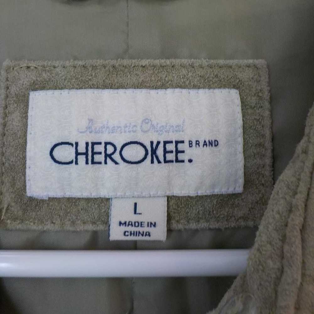 Vintage Y2K Cherokee Green Suede Leather Jacket W… - image 4