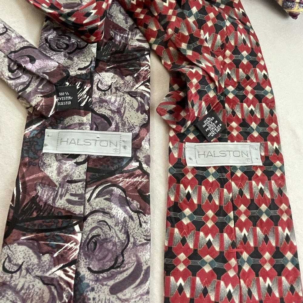 Neckties Lot of Designer Vtg Ties 2 Halston 2 Ber… - image 2