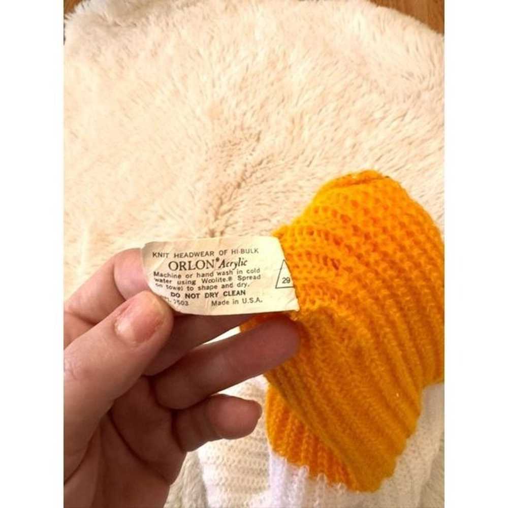 Vintage 1970s Orlon Garfield Chunky Knit Beanie H… - image 5