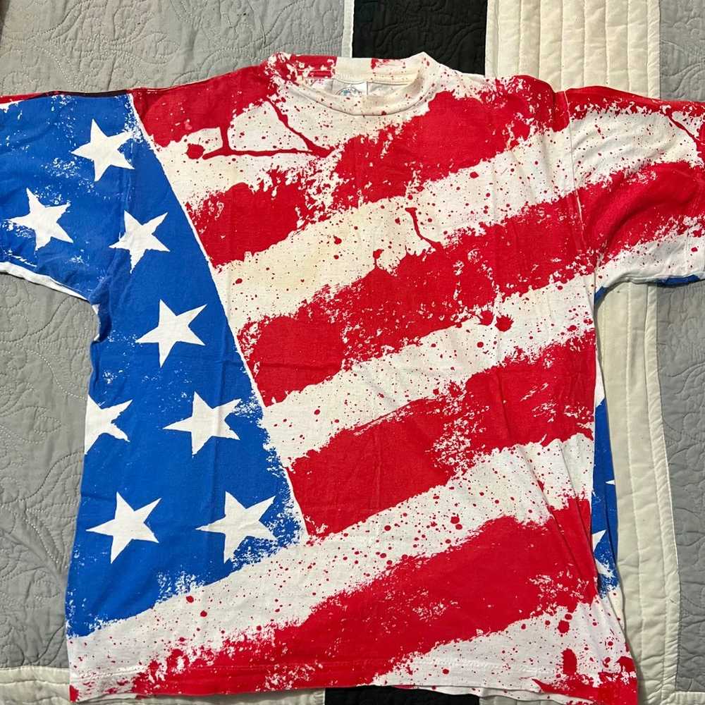 Vintage AOP USA Splatter Flag T-shirt - XL - image 1