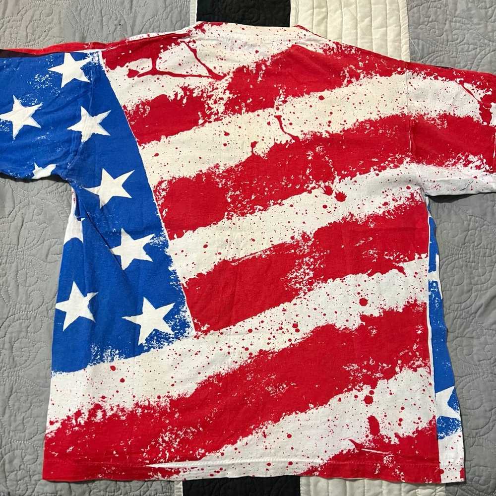 Vintage AOP USA Splatter Flag T-shirt - XL - image 3