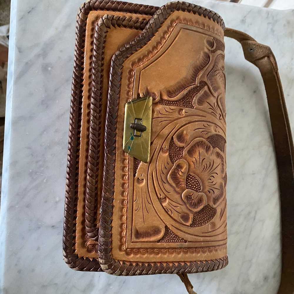 Vintage Hand tooled leather purse - image 1