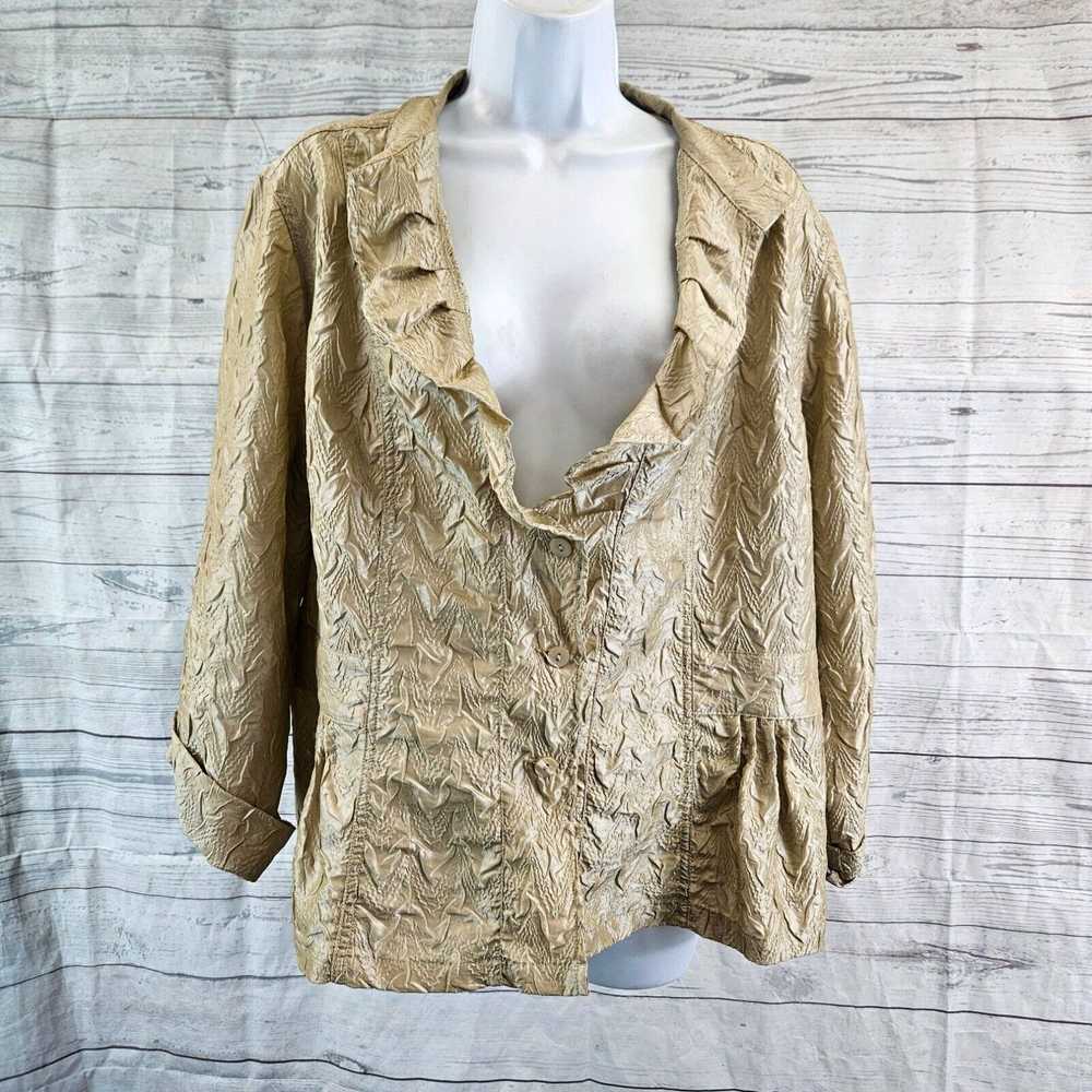 Vintage Chicos Womens Jacket Sz XL Tan Button Fro… - image 1