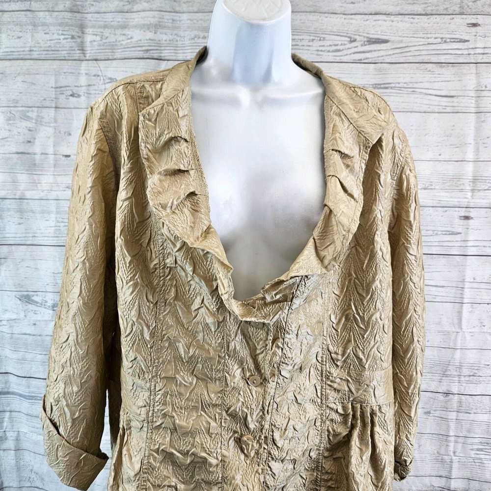 Vintage Chicos Womens Jacket Sz XL Tan Button Fro… - image 2