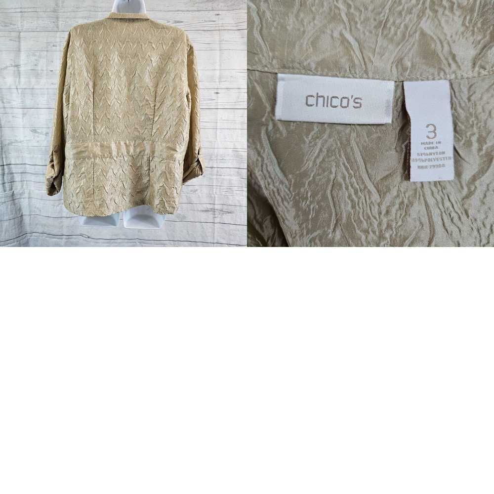 Vintage Chicos Womens Jacket Sz XL Tan Button Fro… - image 4