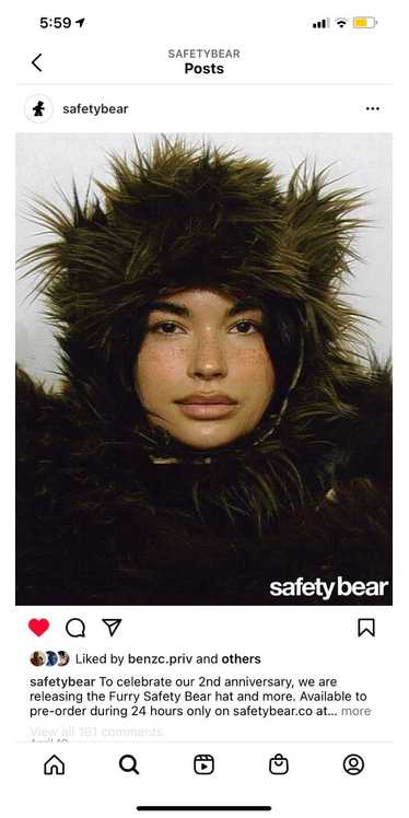 Joy Divizn Safety Bear Furry Hat