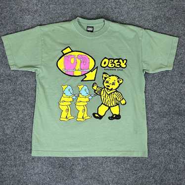 Obey Obey Shirt Mens Small Green Short Sleeve Cre… - image 1