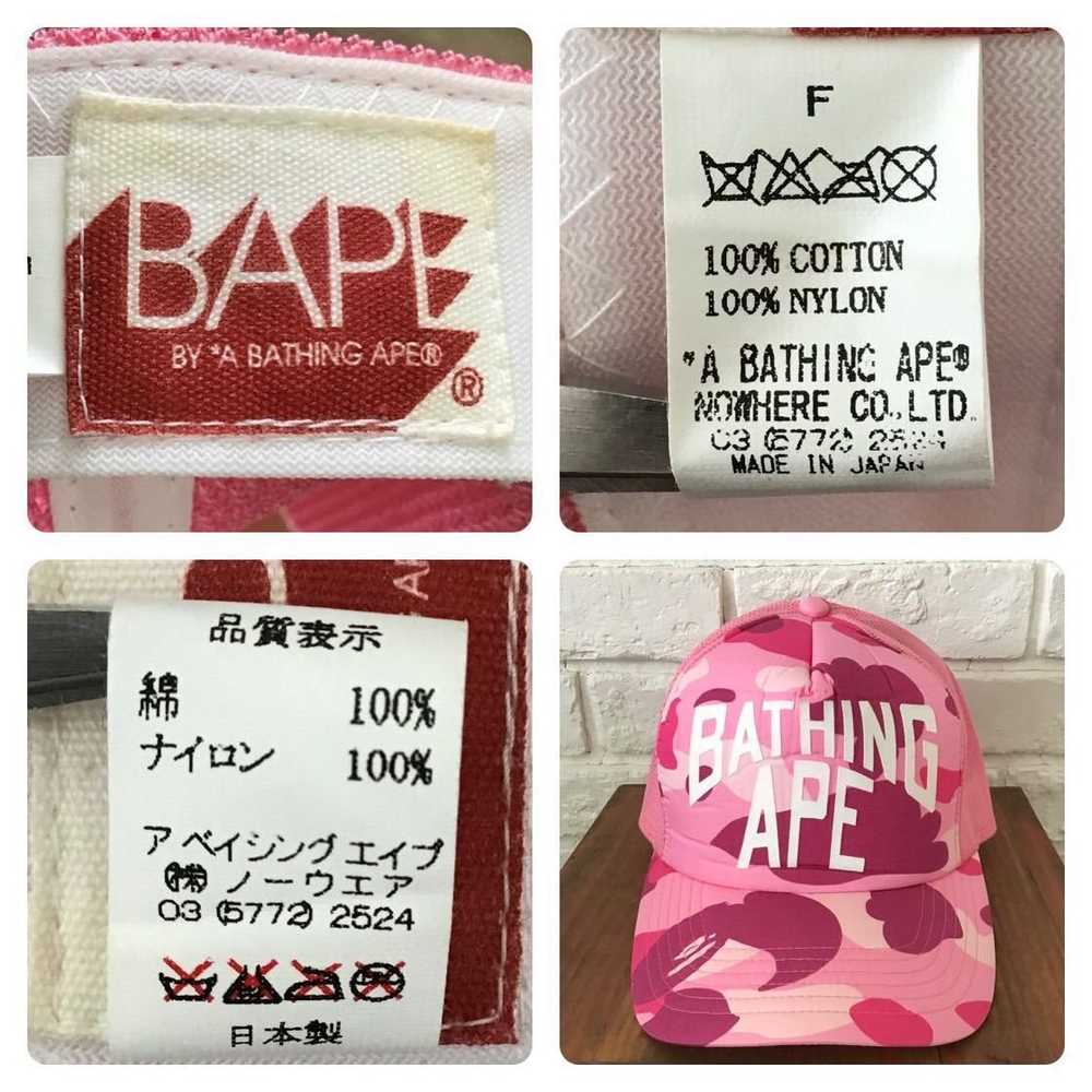 Bape BAPE pink camo New York logo trucker hat mes… - image 10