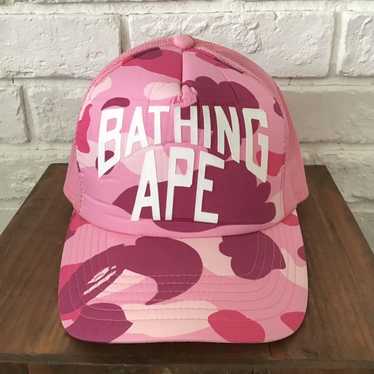 Bape BAPE pink camo New York logo trucker hat mes… - image 1