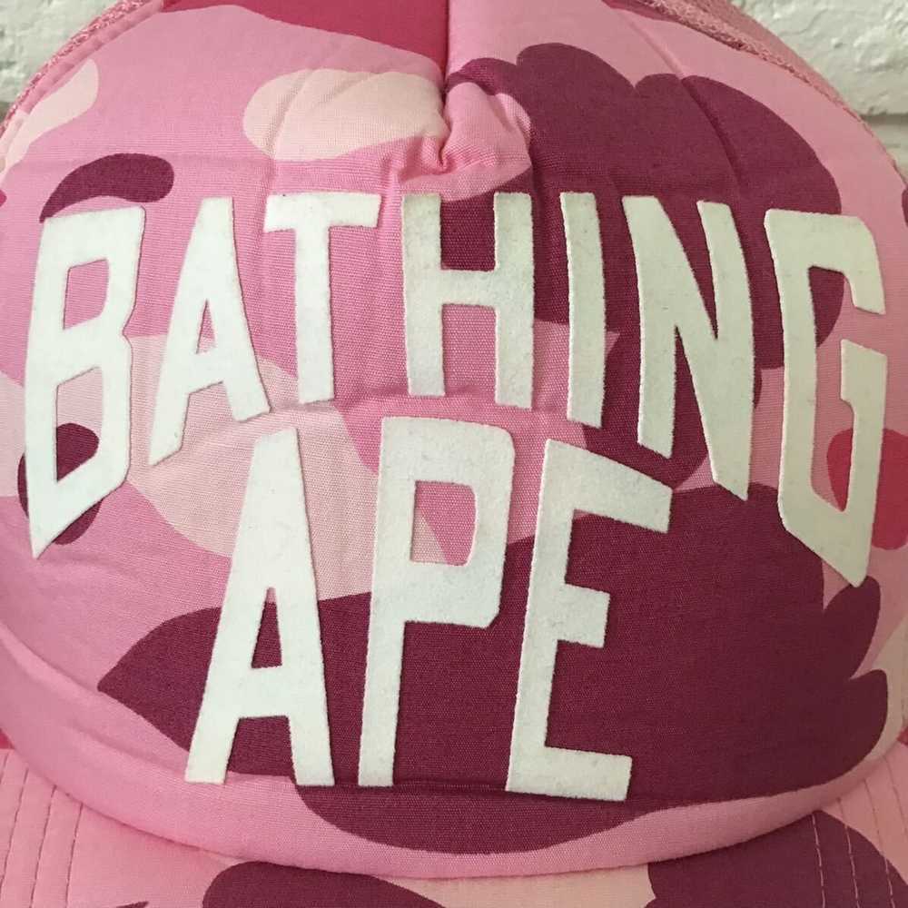Bape BAPE pink camo New York logo trucker hat mes… - image 2