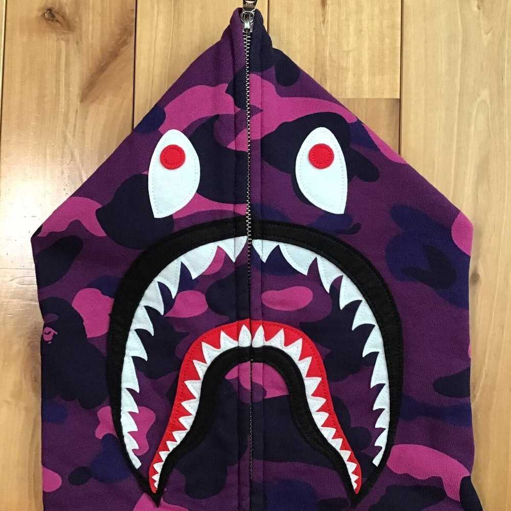 Bape BAPE Shark full zip hoodie Purple camo a bat… - image 3