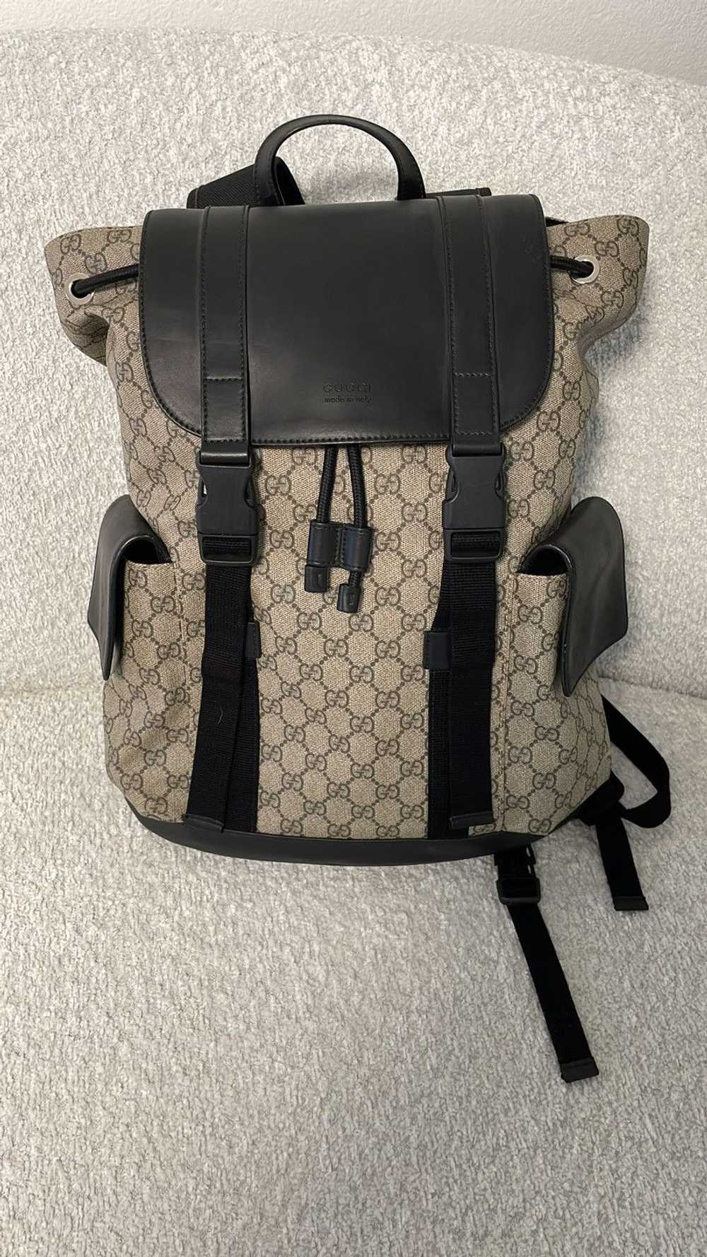 Gucci GG Supreme Large Double Buckle Backpack - image 2