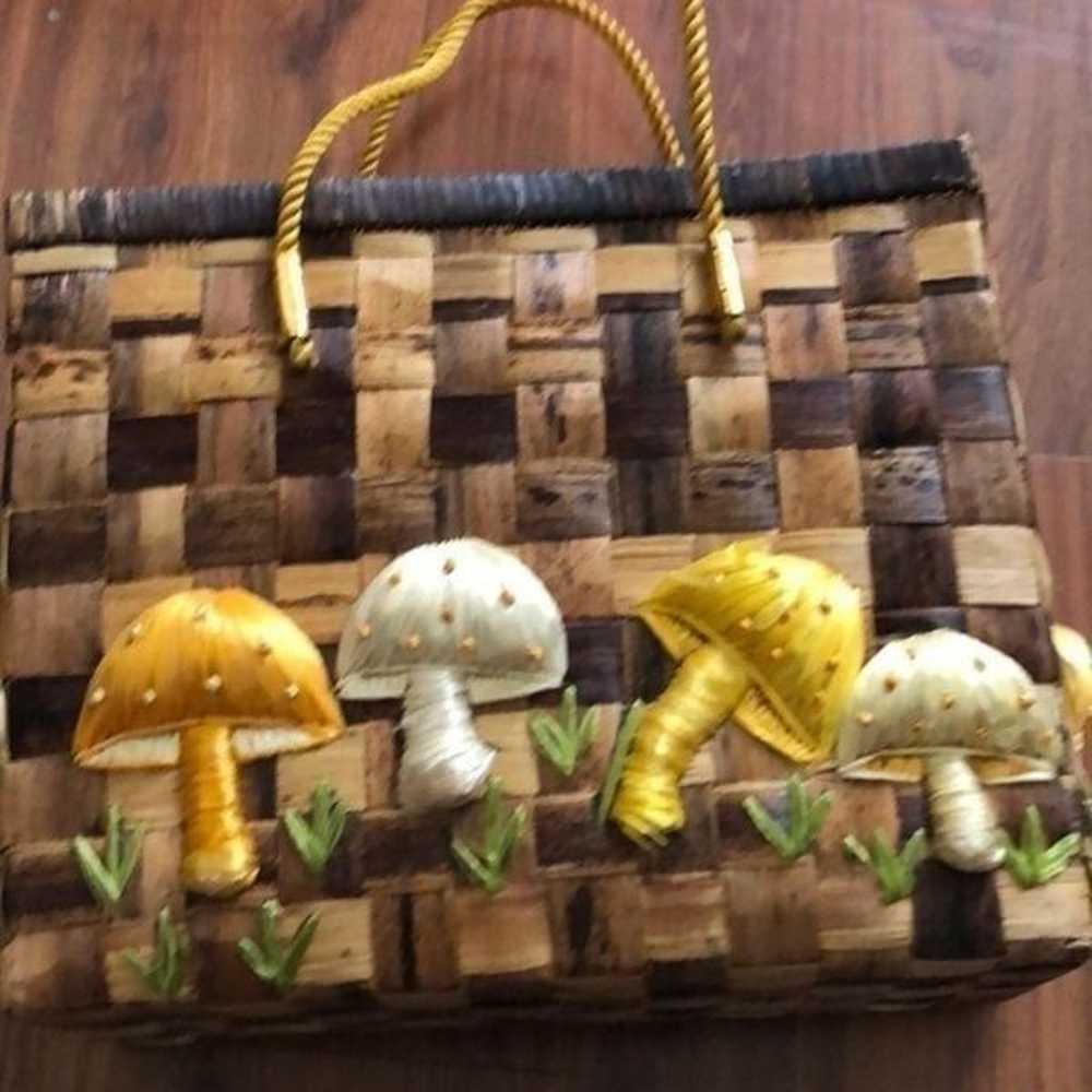 Vintage mushroom woven Natural fiber bag. - image 10