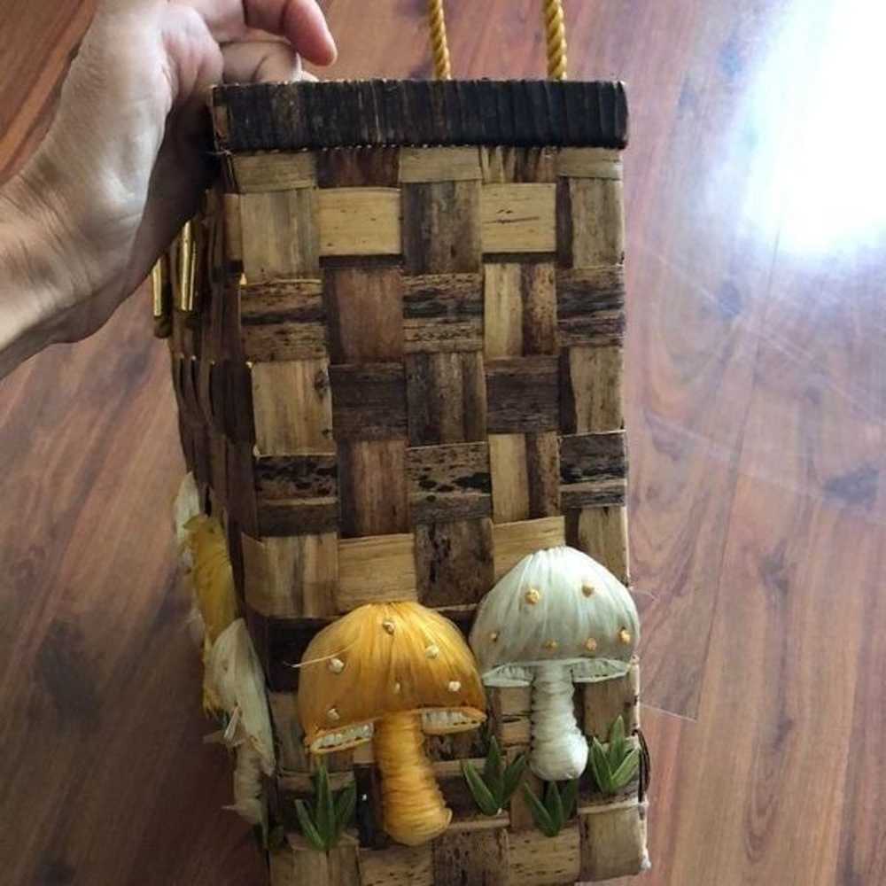Vintage mushroom woven Natural fiber bag. - image 3