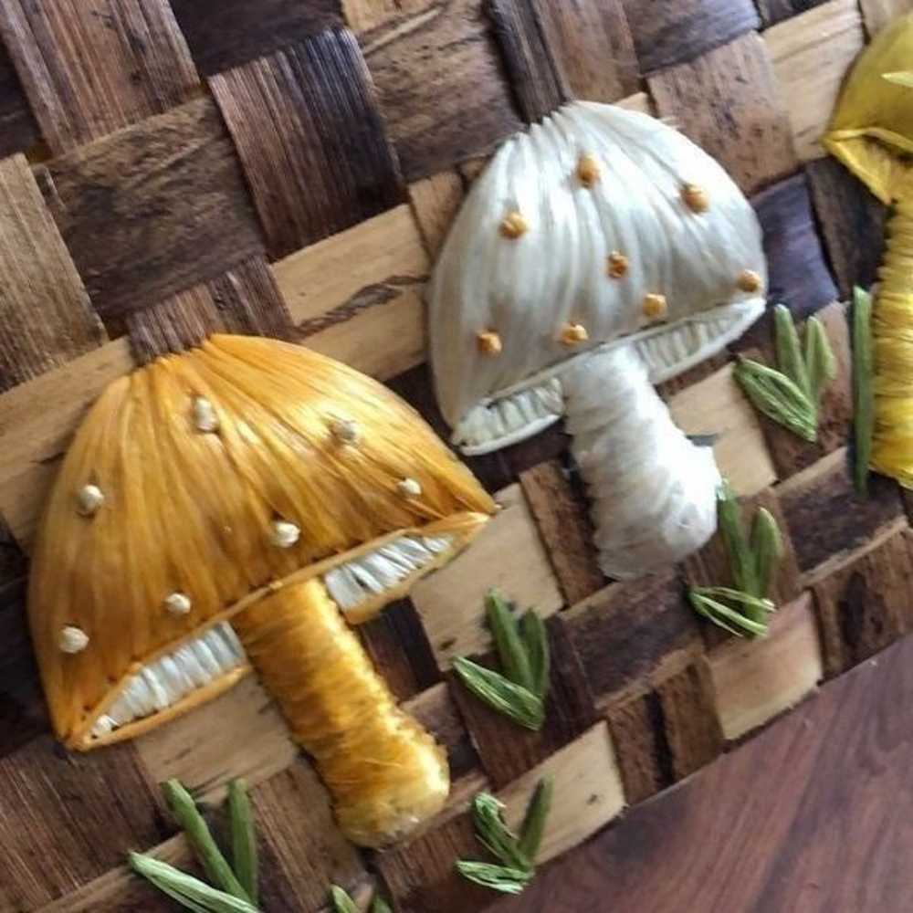 Vintage mushroom woven Natural fiber bag. - image 6
