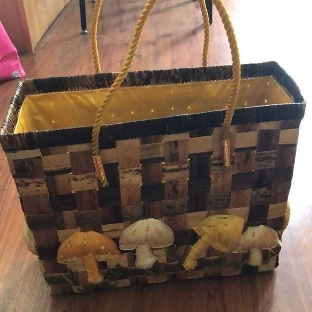 Vintage mushroom woven Natural fiber bag. - image 8