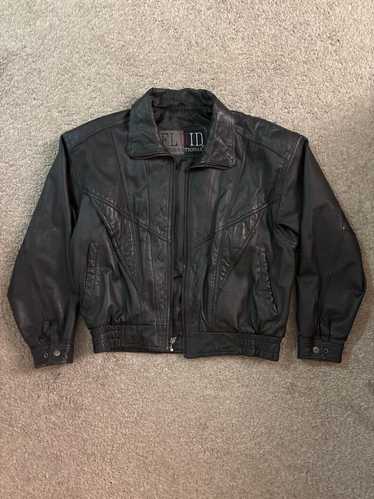Leather Jacket × Vintage Black Collared Leather Ja