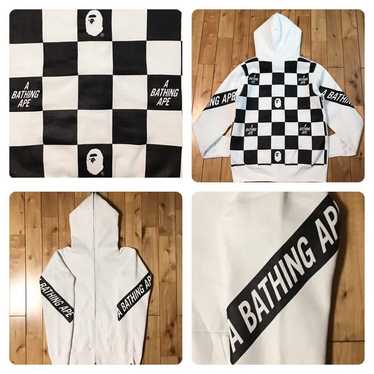 Bape BAPE LOGO flag check full zip hoodie a bathi… - image 1