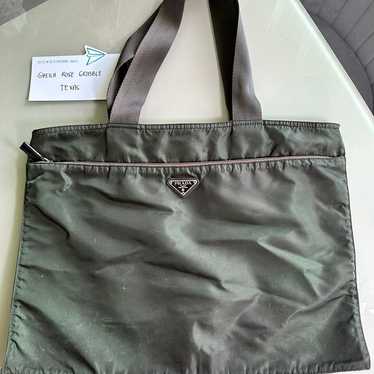 Prada Vintage Olive Green Tote Bag - image 1