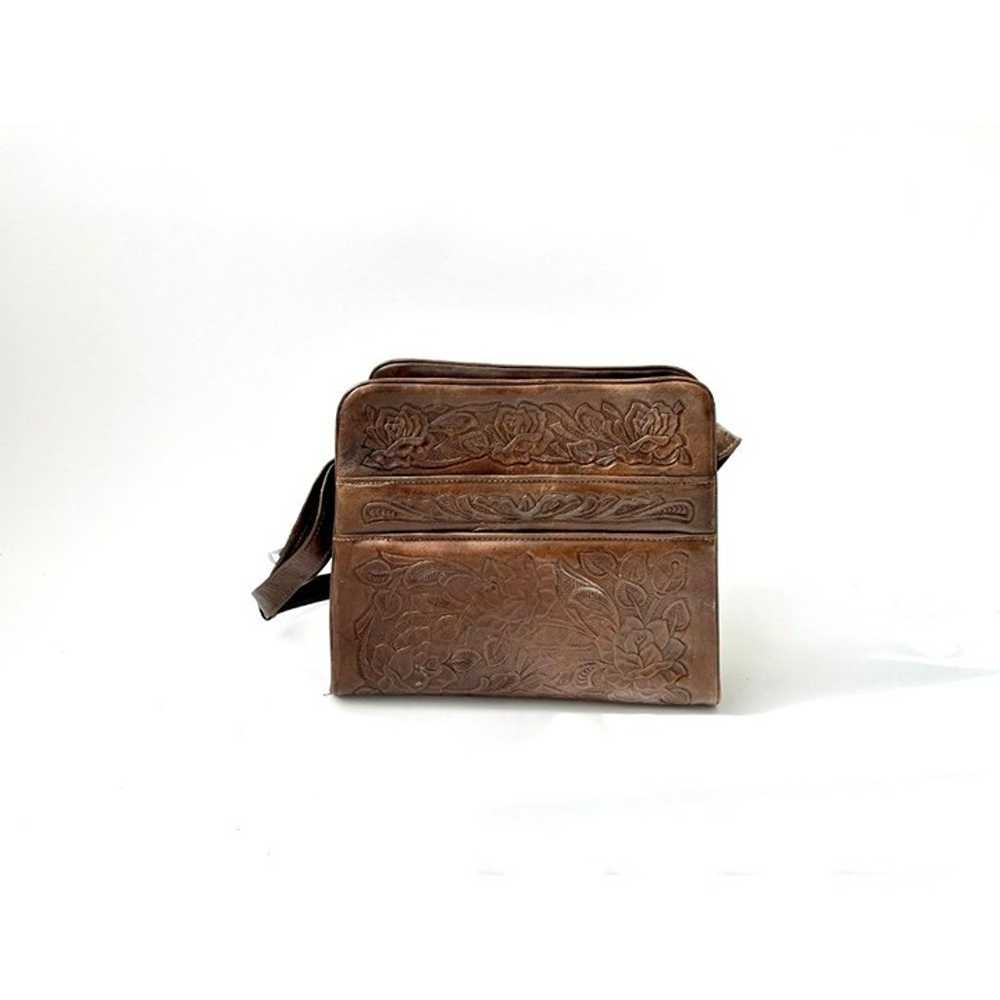 Mexican Made Hand Tooled 1970's Brown Leather Pur… - image 10