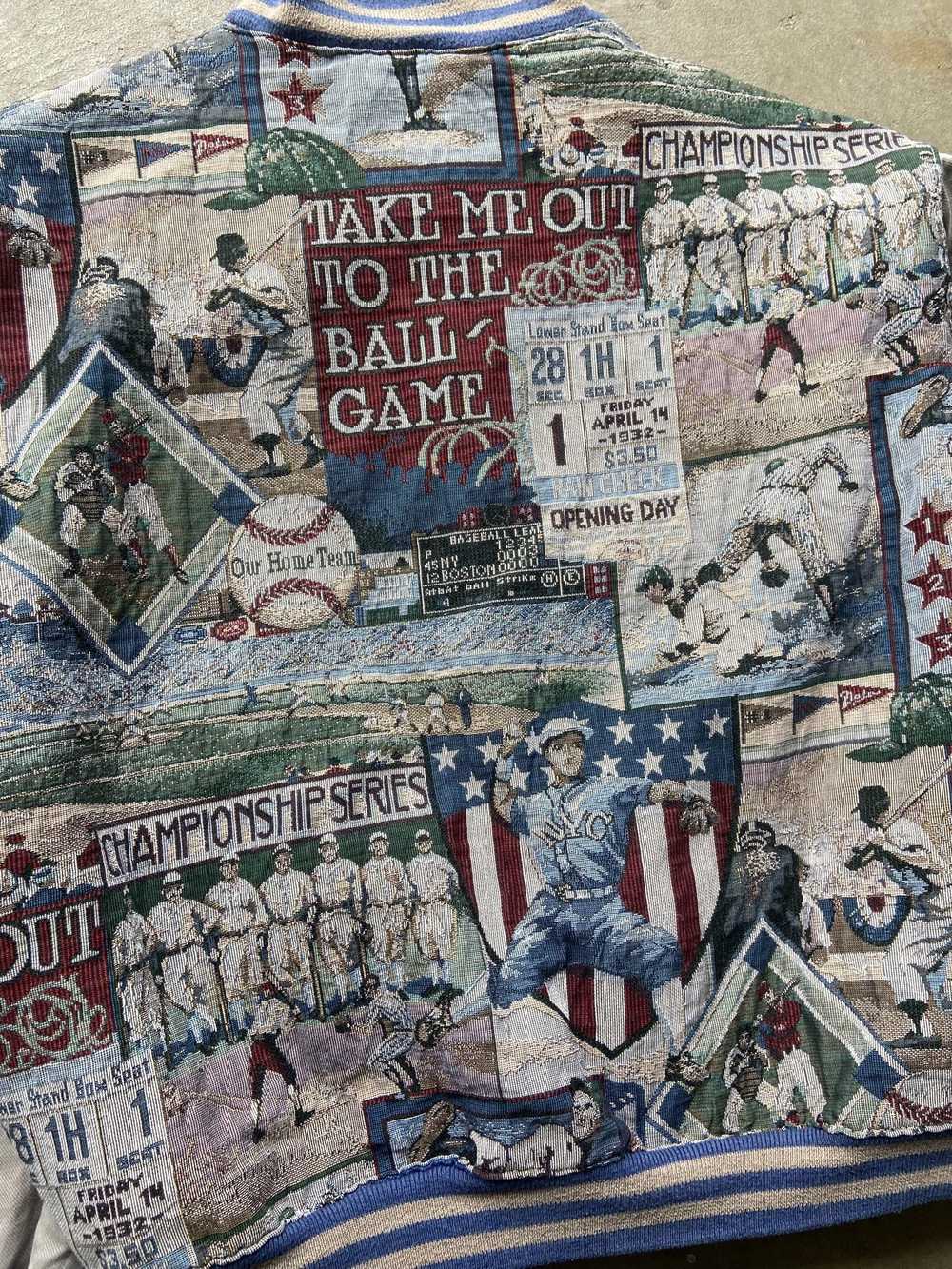 Designer 80s Rare American Baseball Tapestry Deni… - image 6