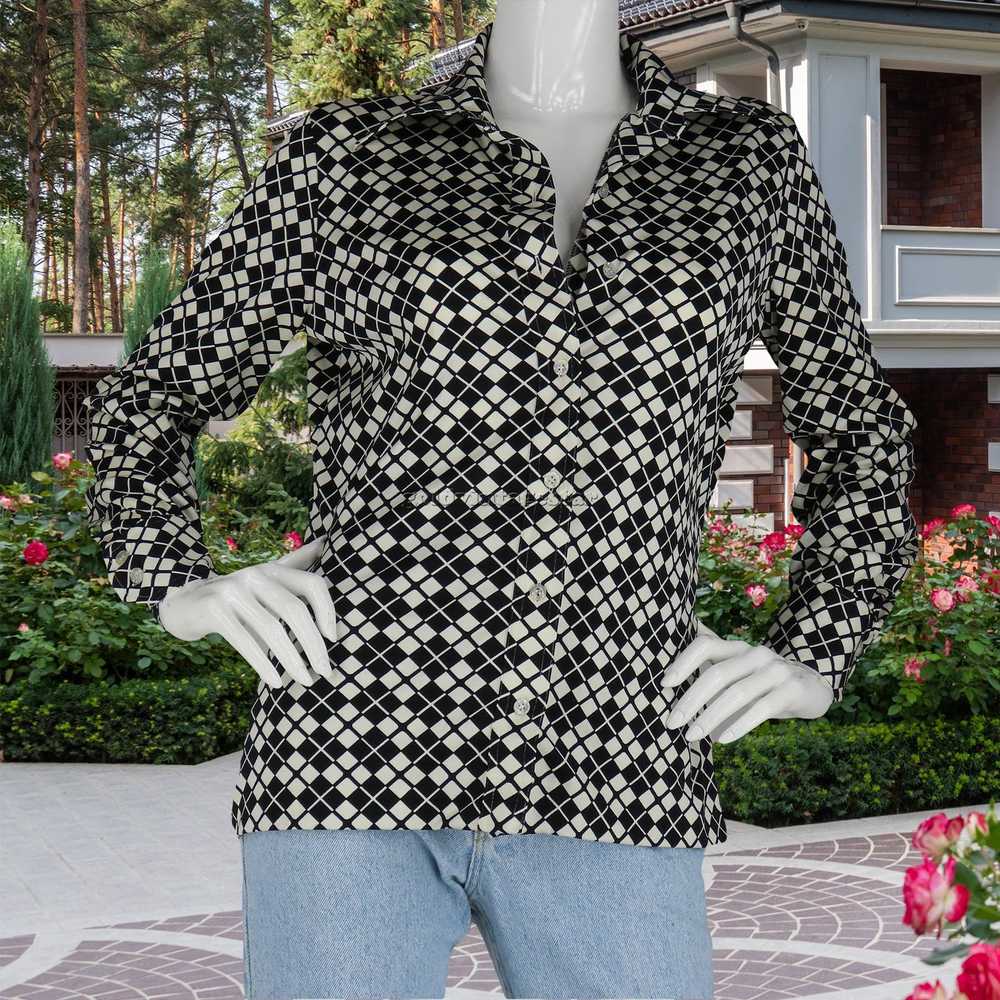 Other Vintage Check Chess Disco Funky Mod Shirt S… - image 4