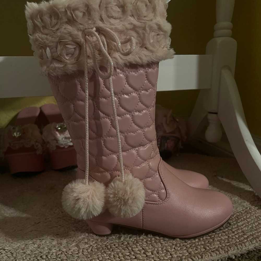 girls mid calf pink boots - image 1