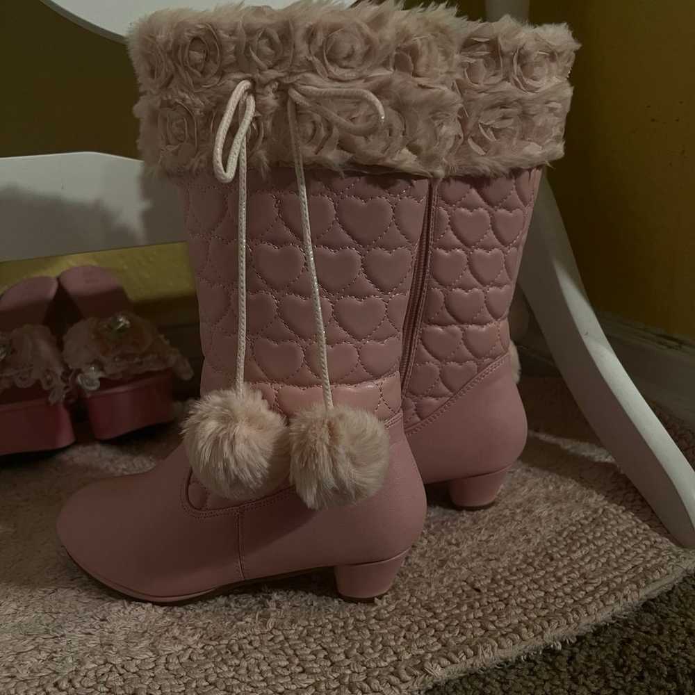 girls mid calf pink boots - image 3