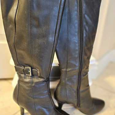 Boots Ladies stiletto heel wide shaft black buckl… - image 1