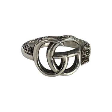 Gucci Gucci GG Logo Engraved Silver Ring