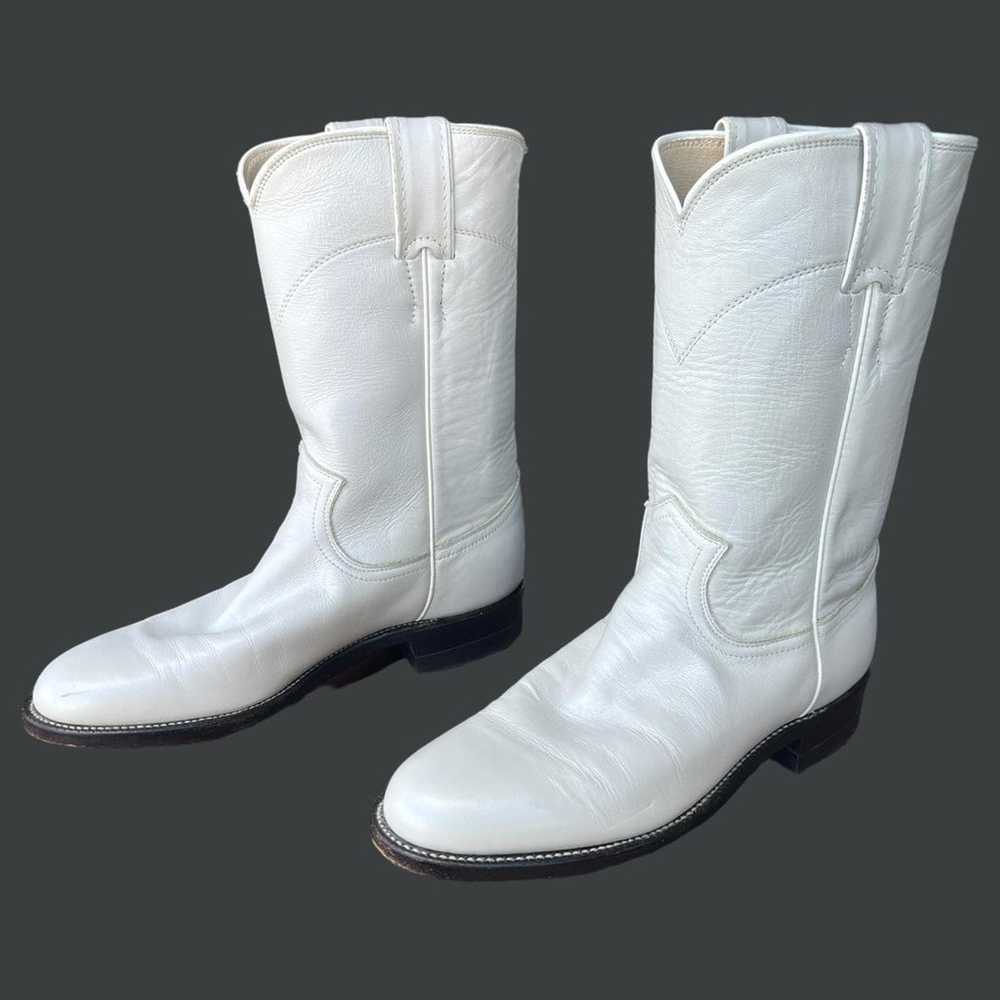 VTG 80S JUSTIN WHITE LEATHER COWGIRL BOOTS - image 3