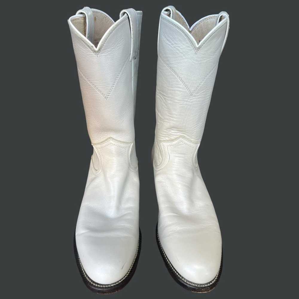 VTG 80S JUSTIN WHITE LEATHER COWGIRL BOOTS - image 4