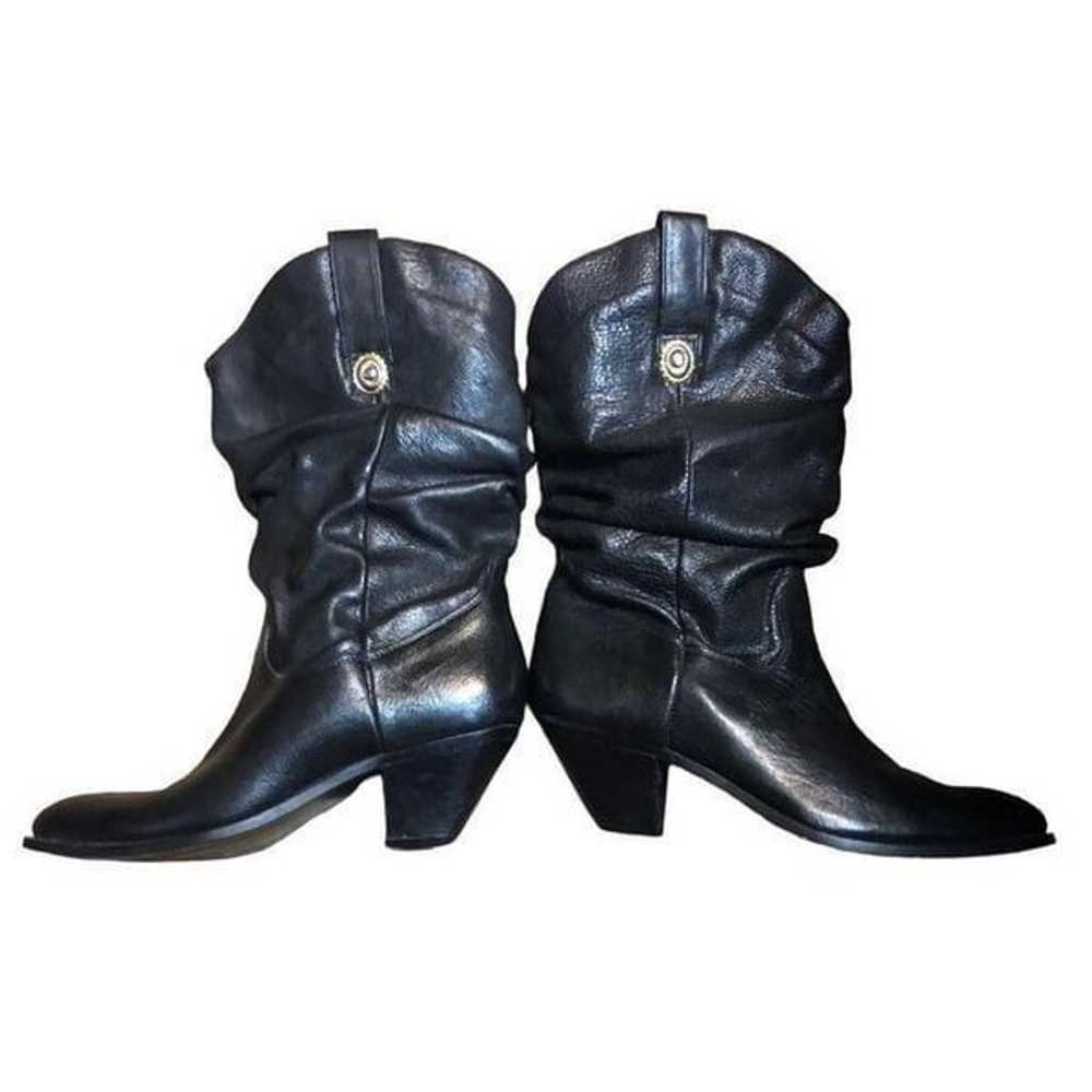 Vintage Dingo Black Leather Slouch Ankle Heeled W… - image 1