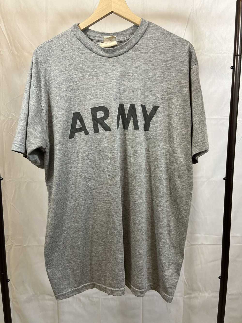 Military × Vintage Vintage ARMY Grey Thin Faded M… - image 1